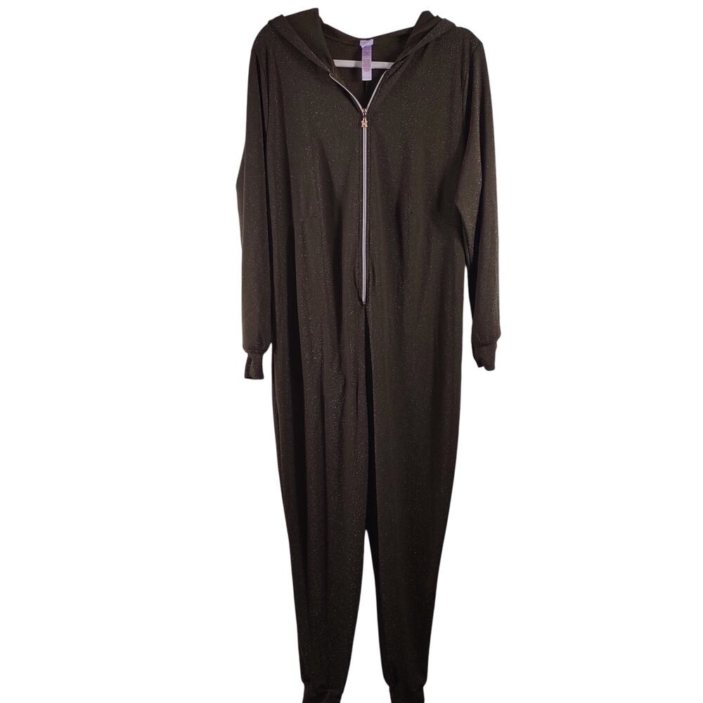 Savage x Fenty Olive Green Sparkle Hooded Jumpsuit, Size XL